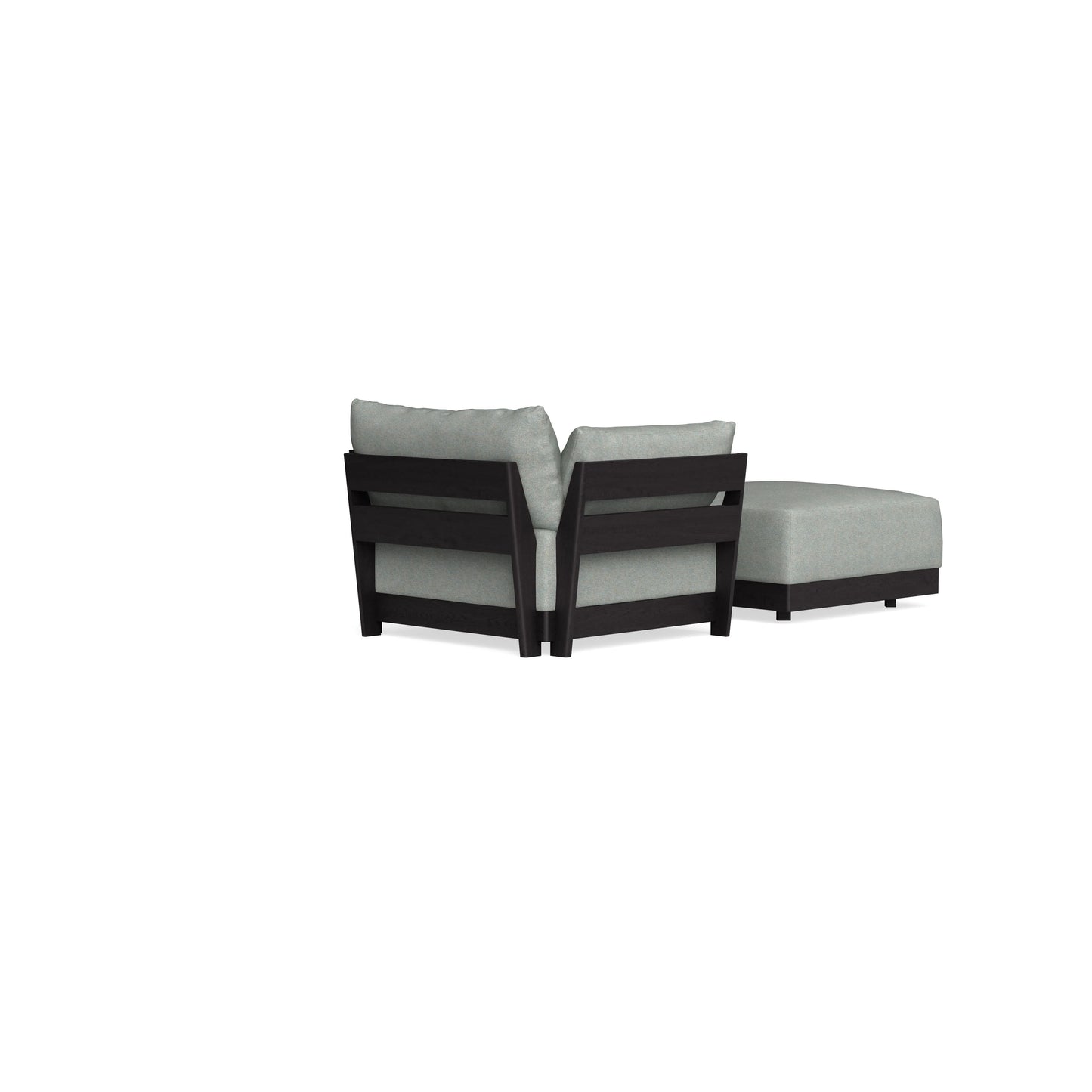 Modular Bondi Black Armchair + Ottoman in Spa | Classic Blend