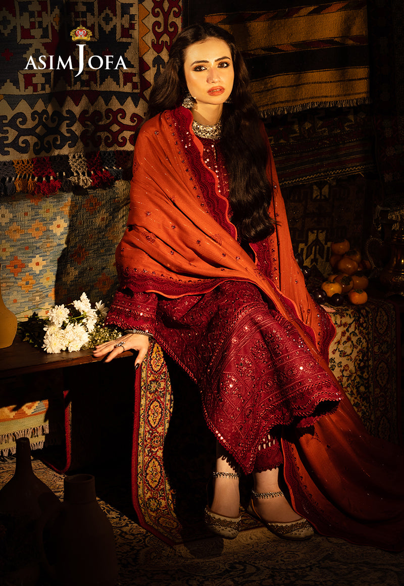 AJKTP-02 EMBROIDERED SELF TWILL 3 PCS STITCHED