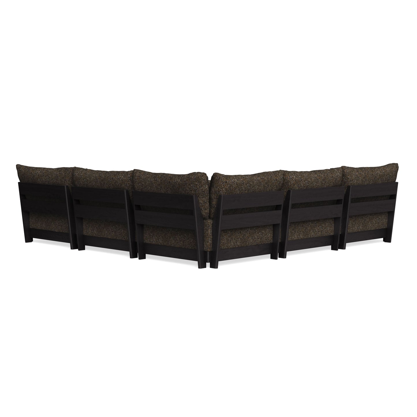 Modular Bondi Black 5-Seater Corner Sectional + Ottoman in Phantom | Memory Foam Blend