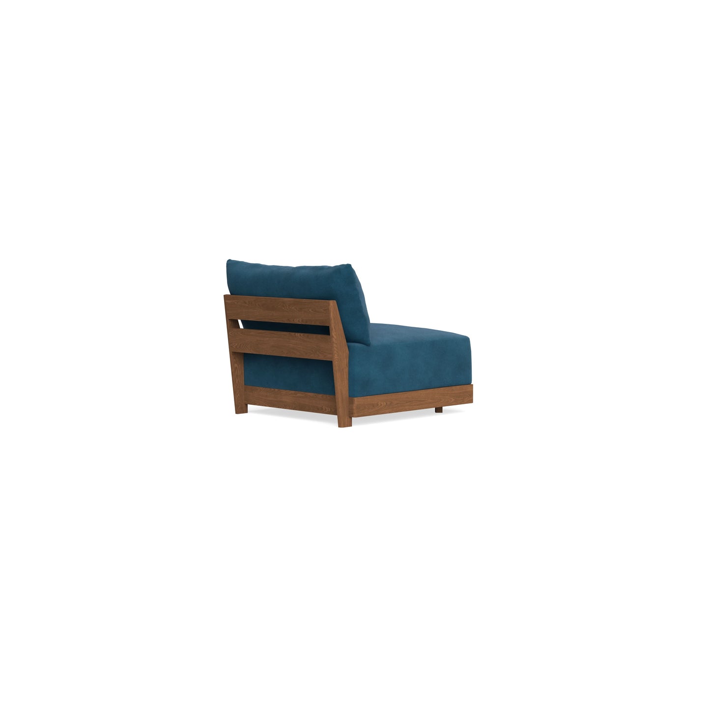 Modular Bondi Espresso Armless Chair in Commodore Blue | Memory Foam Blend