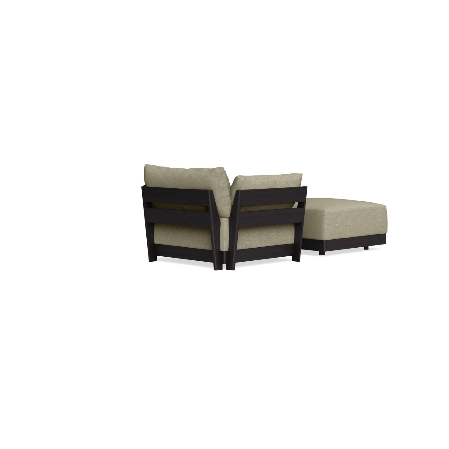 Modular Bondi Black Armchair + Ottoman in Cappuccino | Memory Foam Blend