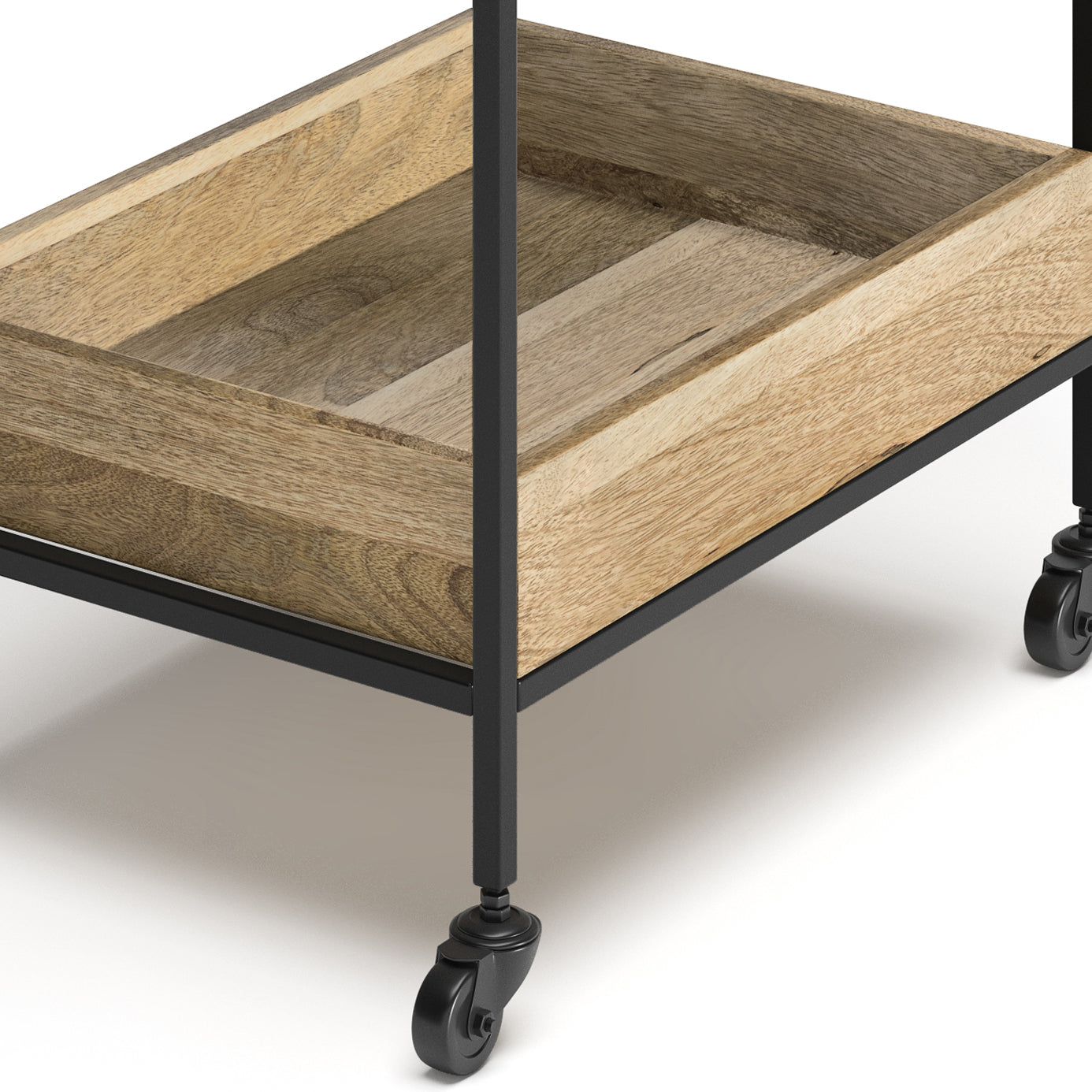 24" 2-Tier Bar Cart with Box Shaped Top