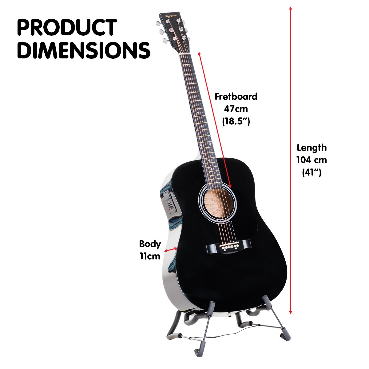 Karrera Electronic Acoustic Guitar 41in  (Black)