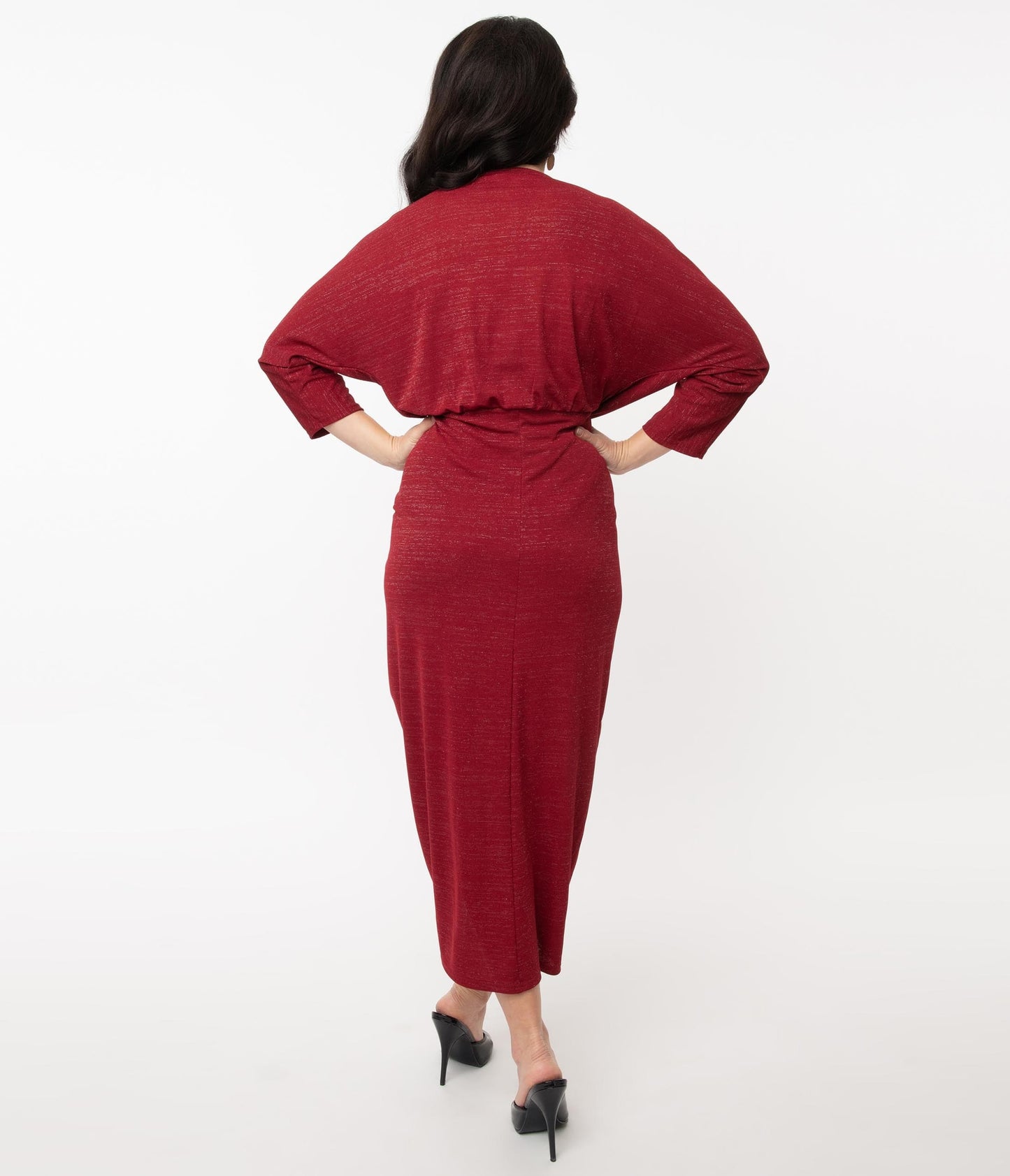 Unique Vintage 1960s Burgundy Sparkle Warhol Tulip Sheath Dress