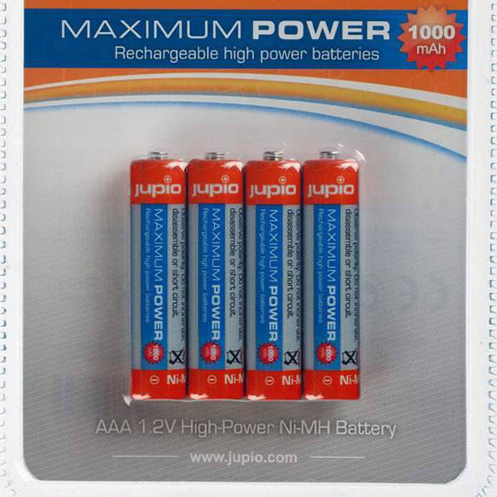 Jupio 4 Pieces Rechargeable AAA 1.2V High-Power Batteries 1000mAh
