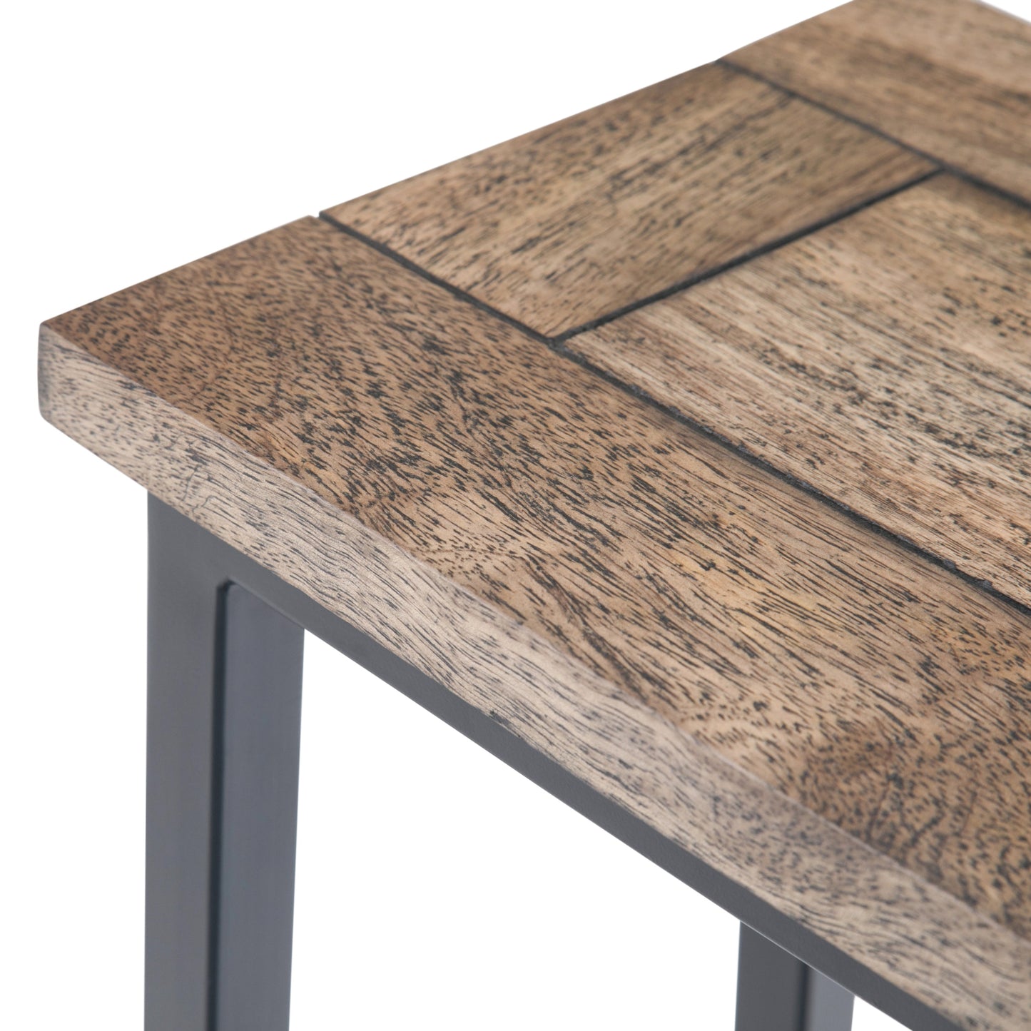 Haloed Side Table with C-Shaped Design and Metal Frame