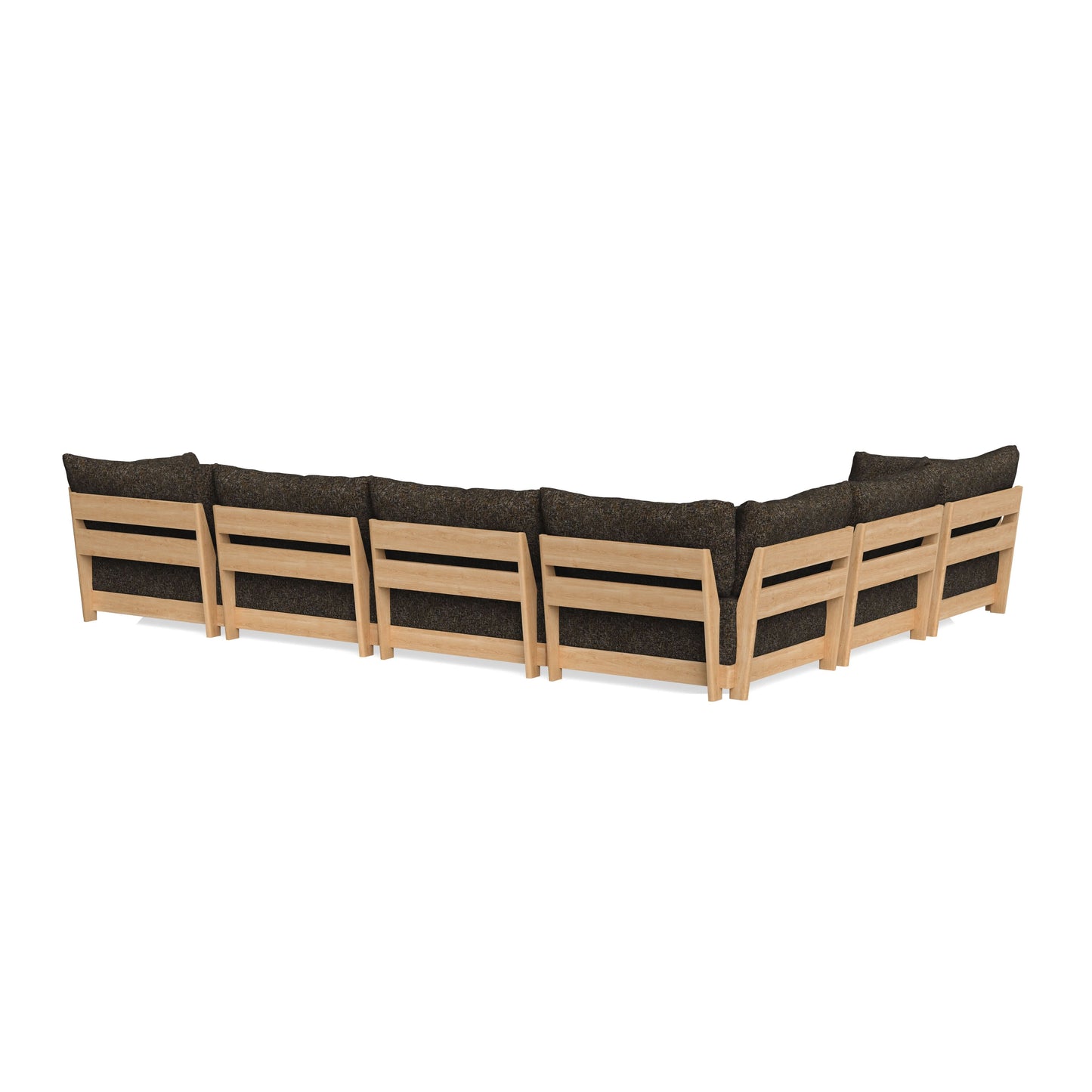 Modular Bondi Latte 6-Seater Corner Sectional + Bench Ottoman in Phantom | Memory Foam Blend