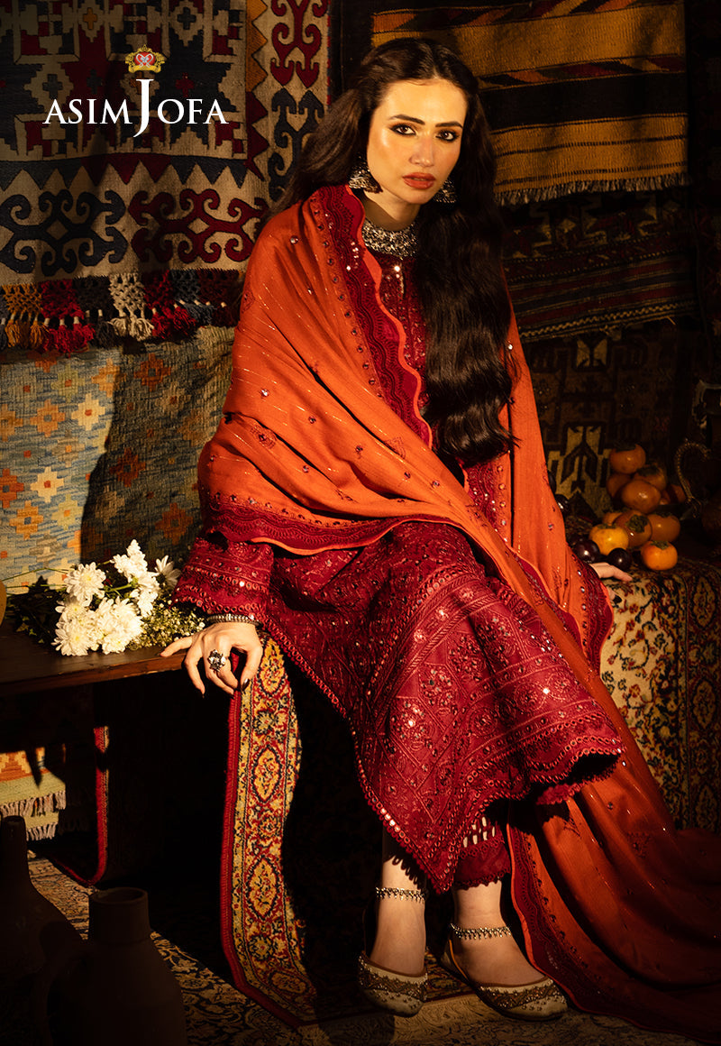 AJKTP-02 EMBROIDERED SELF TWILL 3 PCS STITCHED