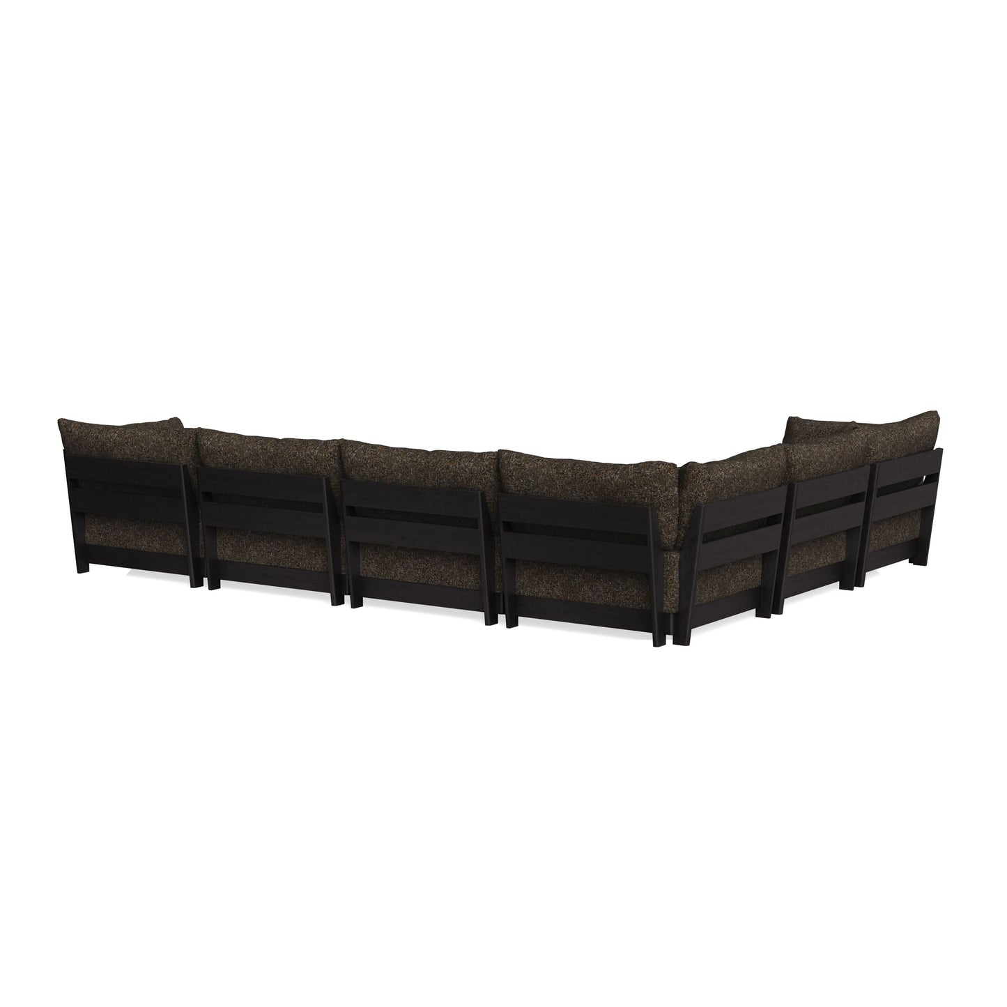 Modular Bondi Black 6-Seater Corner Sectional + Bench Ottoman in Phantom | Memory Foam Blend