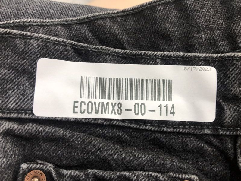 Zara Short Womens 31 Black Denim Mom Fit High Rise Roll Tab Workwear Outdoor