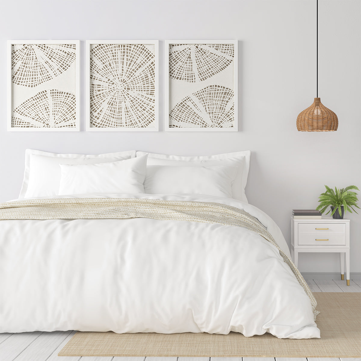 3-Piece Framed Abstract Coastal Rice Paper Wall Decor Set