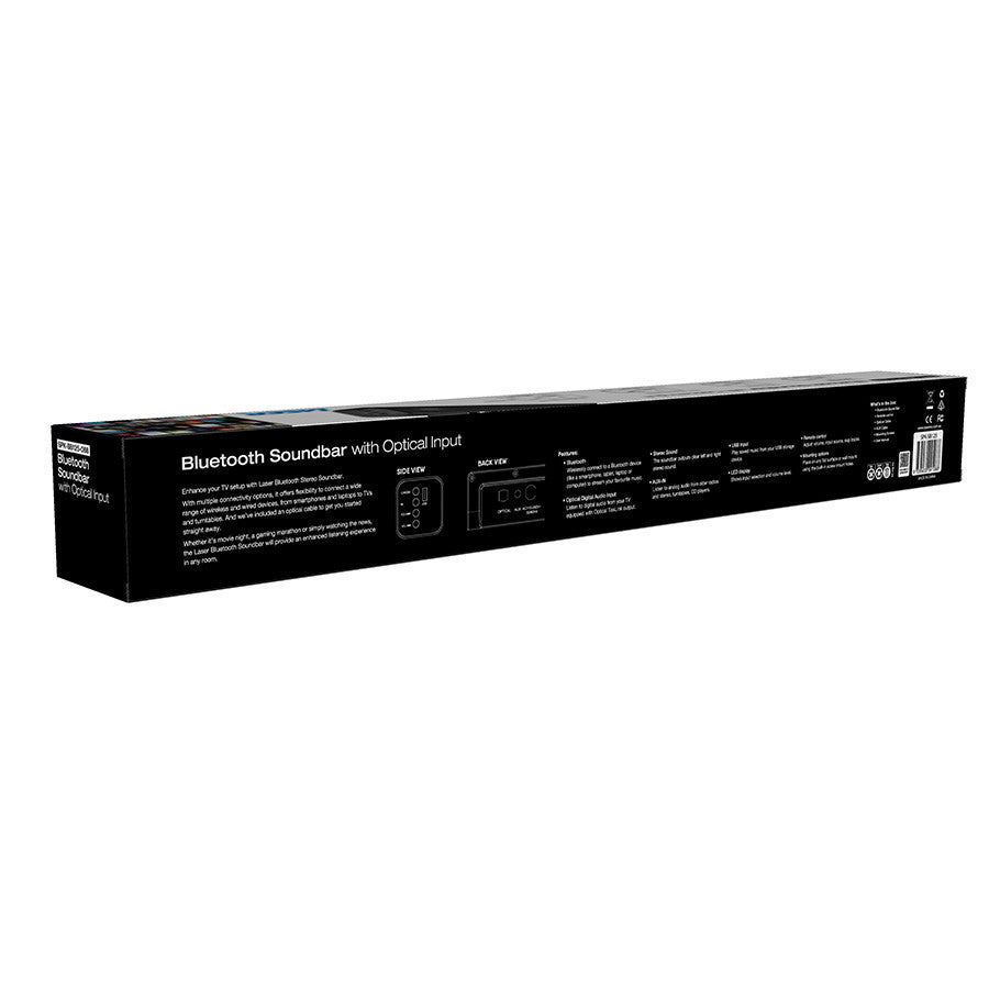 Laser Bluetooth Stereo Soundbar with Optical Input & LCD Display