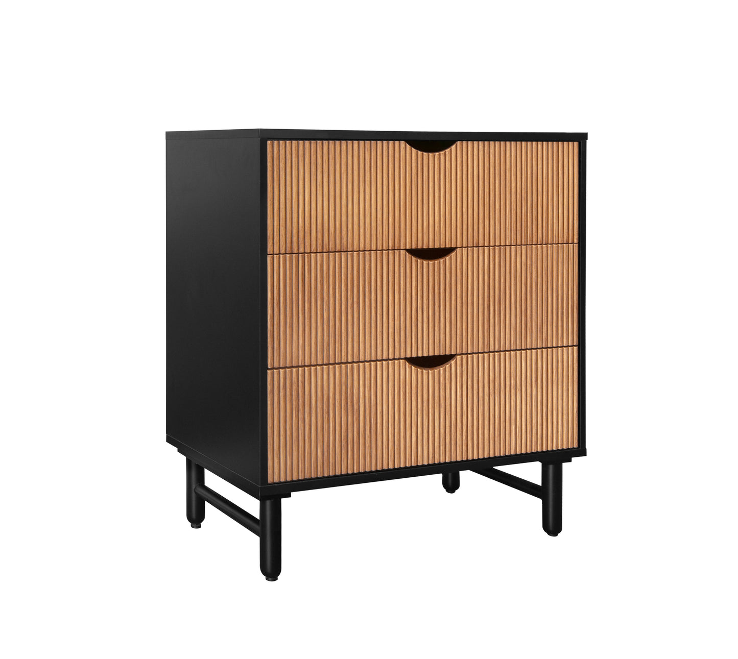Particle Board Cabinet with Wave Pattern and 3 Drawers
