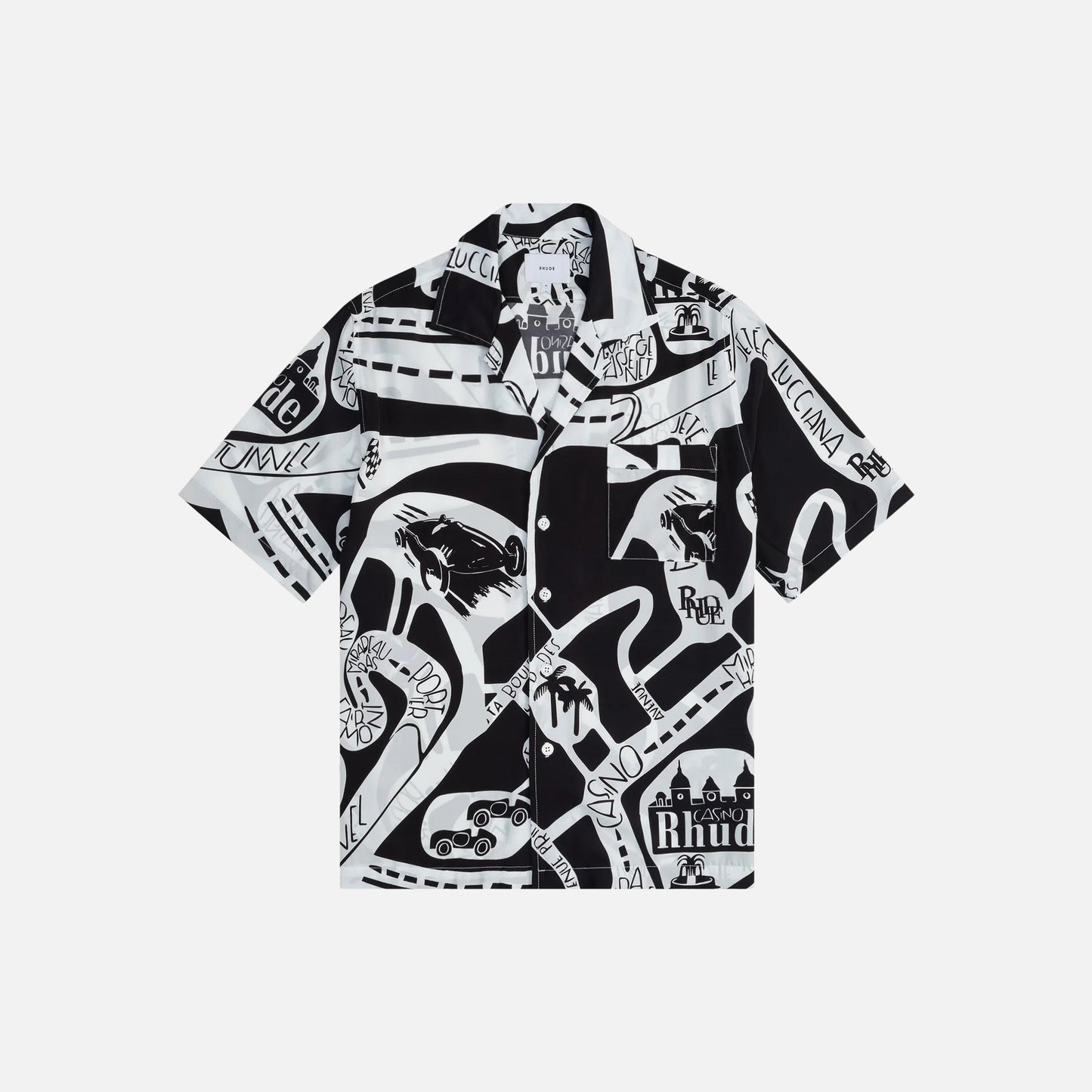 Rhude Strada Silk Shirt - Black / White
