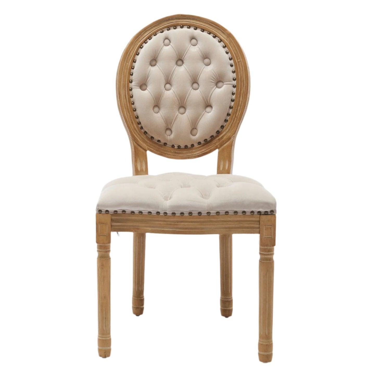 Button Tufted Upholstered Dining Chair with Round Back and Nailhead Trim, Set of 2
