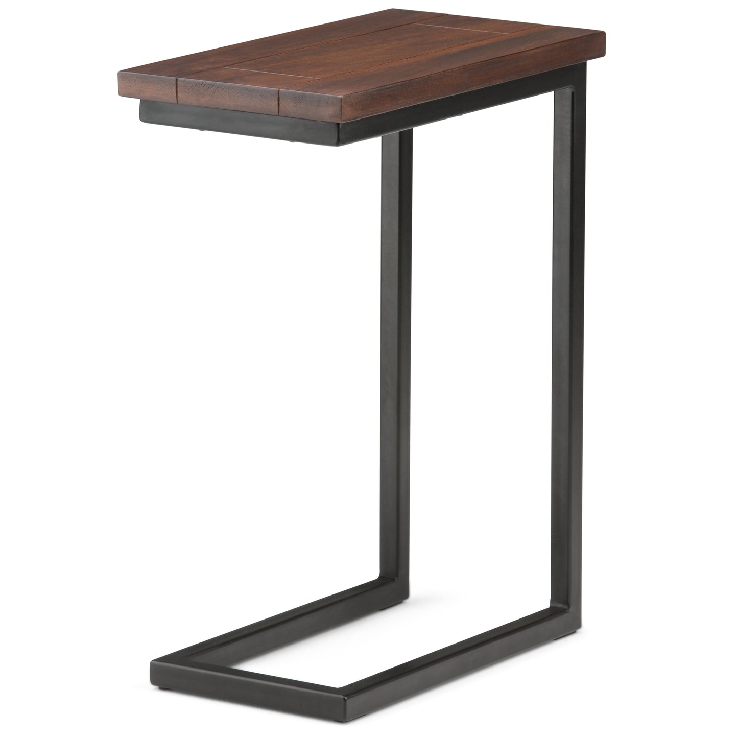Haloed Side Table with C-Shaped Design and Metal Frame
