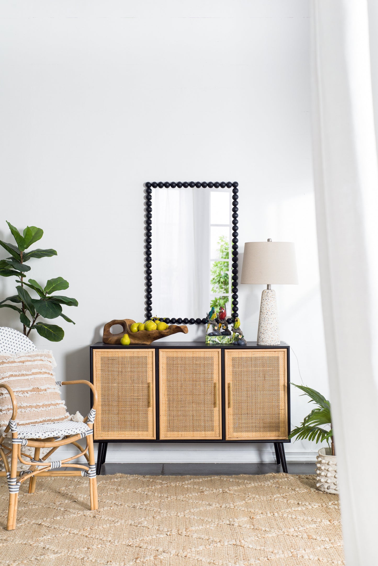 Rectangular Mirror with Metal Beaded Design