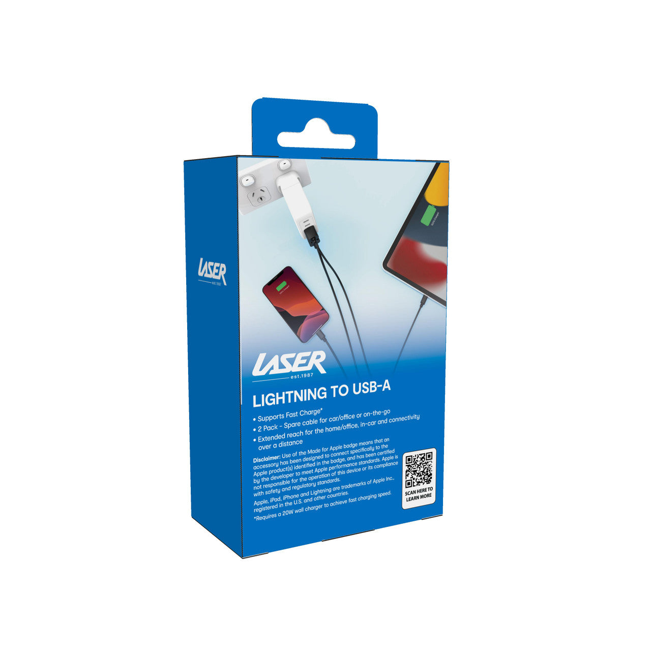 Laser 2m (2-pack) MFi Lightning Cable (Black)