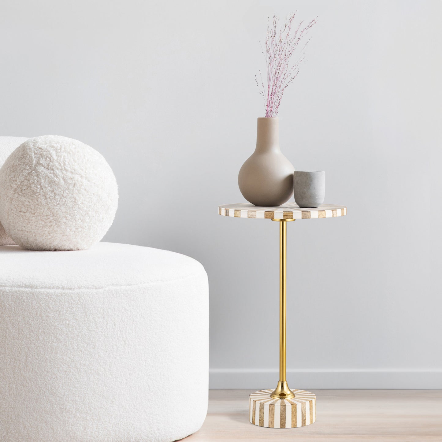 Calix Contemporary Minimalist Metal/Resin Round End Table