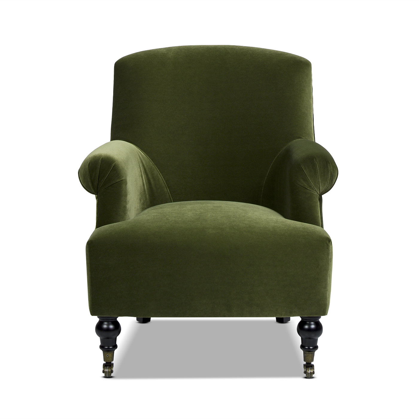 Boutique 30" Upholstered Accent Chair with Rolled Arms and Wood Turn Legs