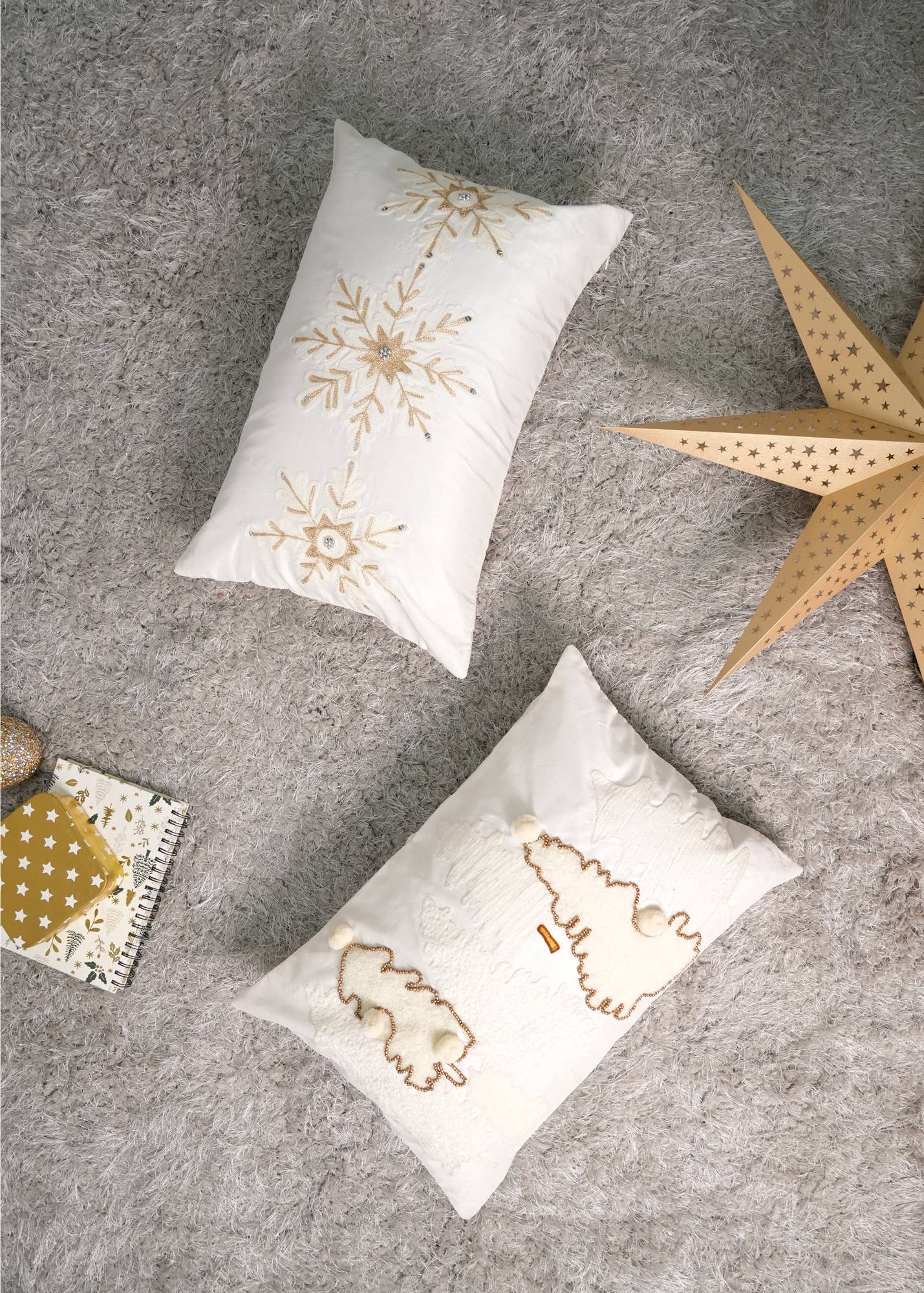 Snow Fall Bead Work Lumbar Pillow
