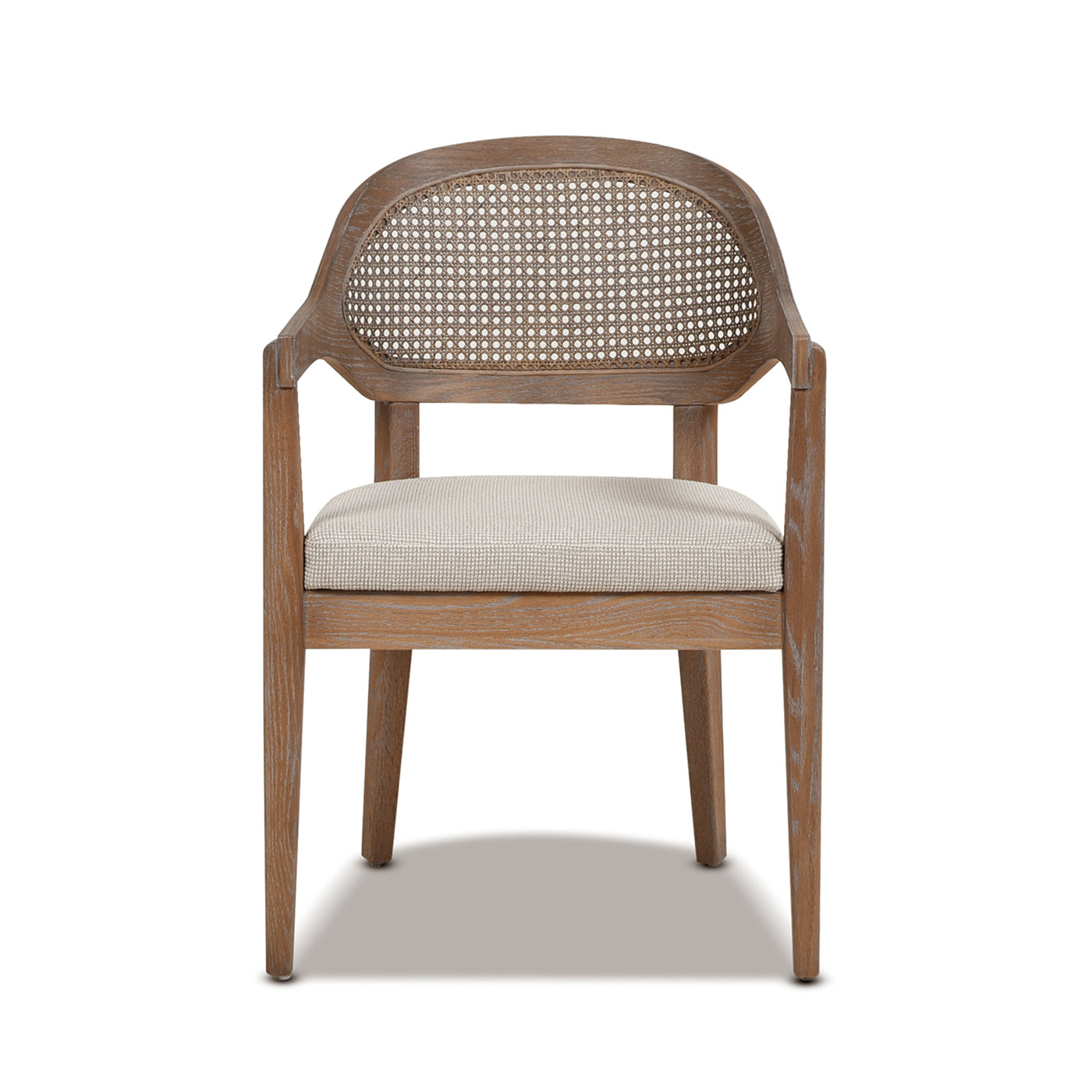 Upholstered Dining Chair with Rattan Back and Wood Frame