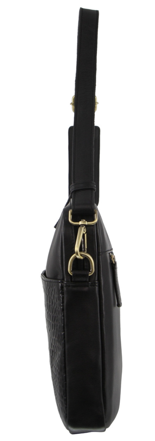 Pierre Cardin Croc-Embossed Leather 15" Laptop Bag (Black)