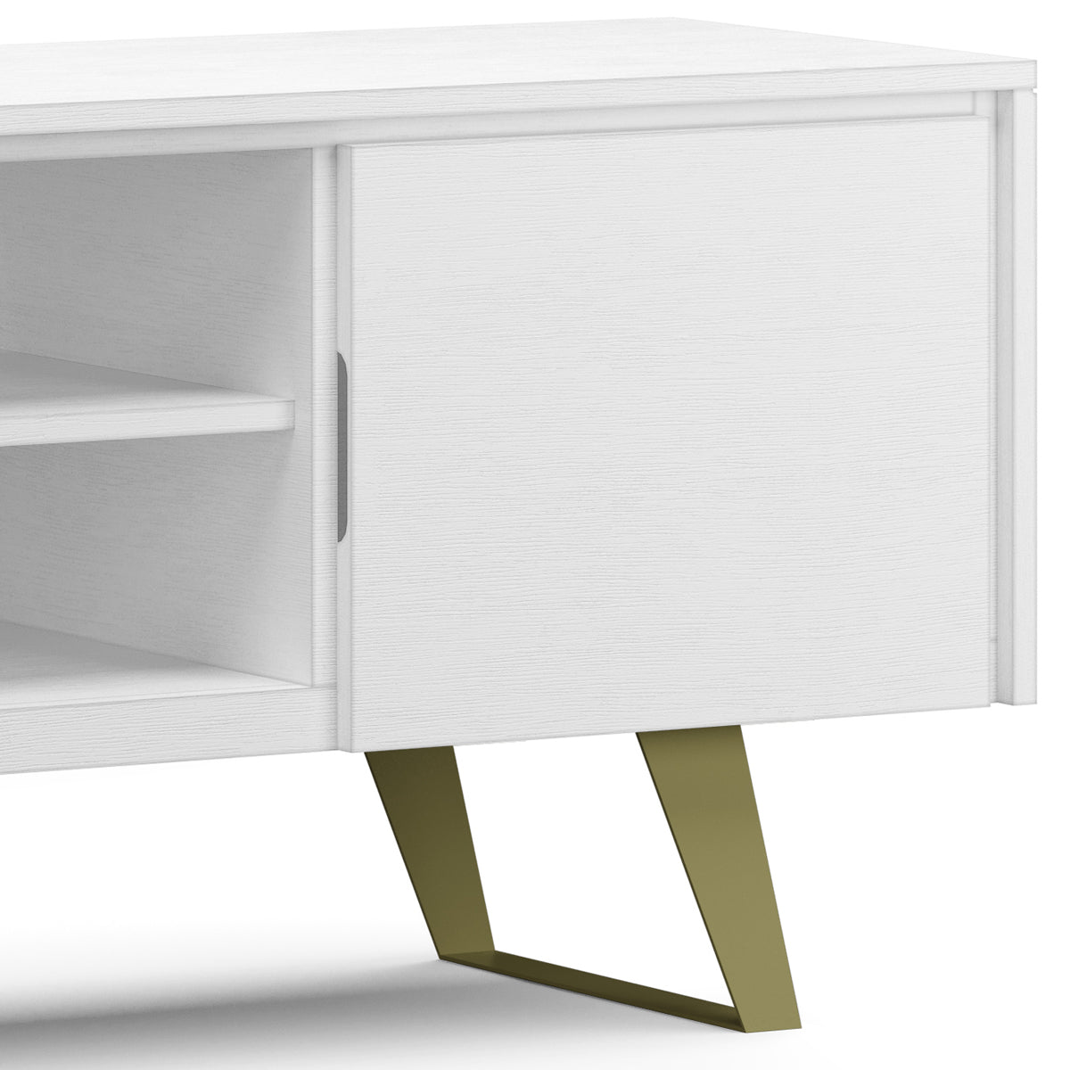 Pioneer TV Stand for TVs Up To 70 Inches with 2 Side Doors, Open Central Shelves and Metal Angled Legs
