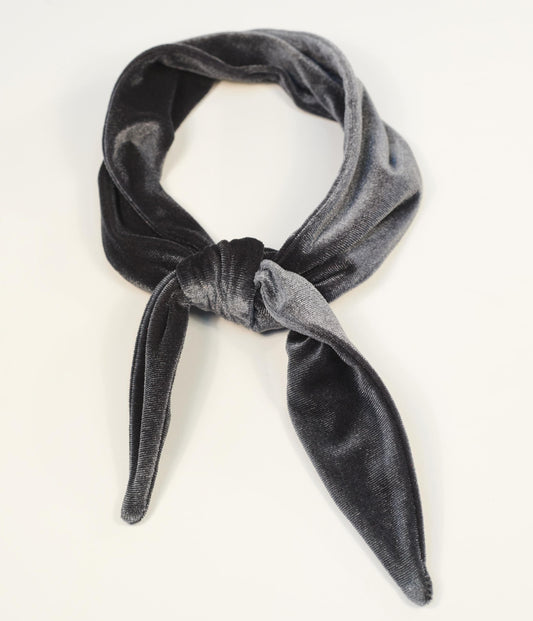 Dark Grey Velvet Scarf
