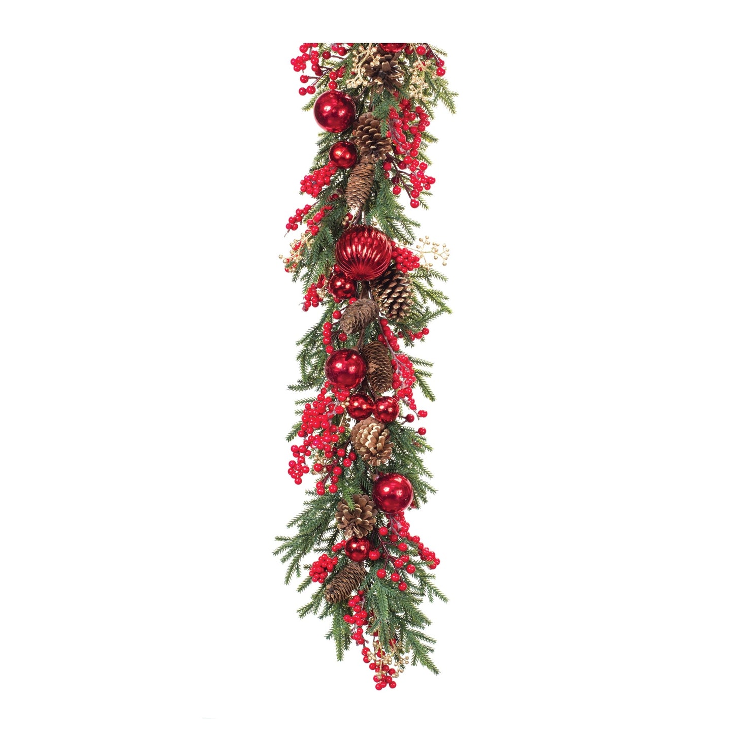 Pine Garland with Berry & Ornament 5'