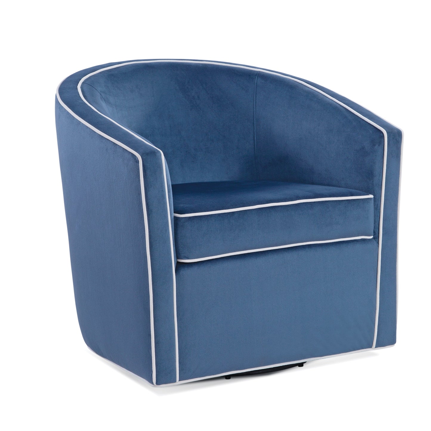 Upholstered Swivel Chair with Cream Welt, Sloped Arms and Removable Cushion