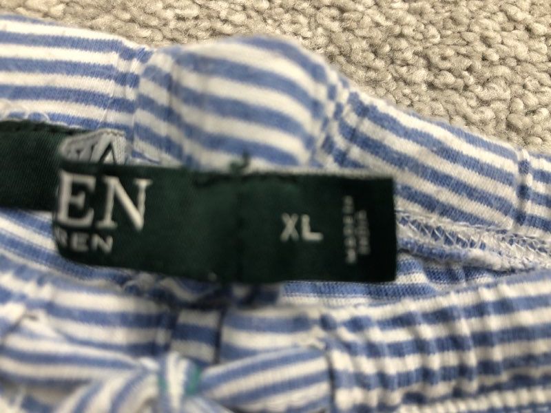 Polo By Ralph Lauren Shorts Womens X Large Blue Casual Sweat Shorts Pinstripe
