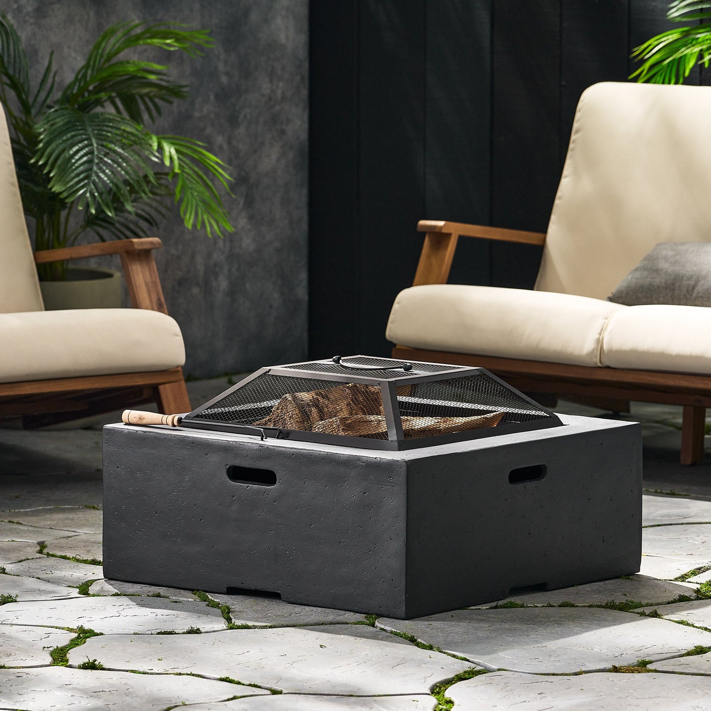 Outdoor Square Wood Burning Firepit