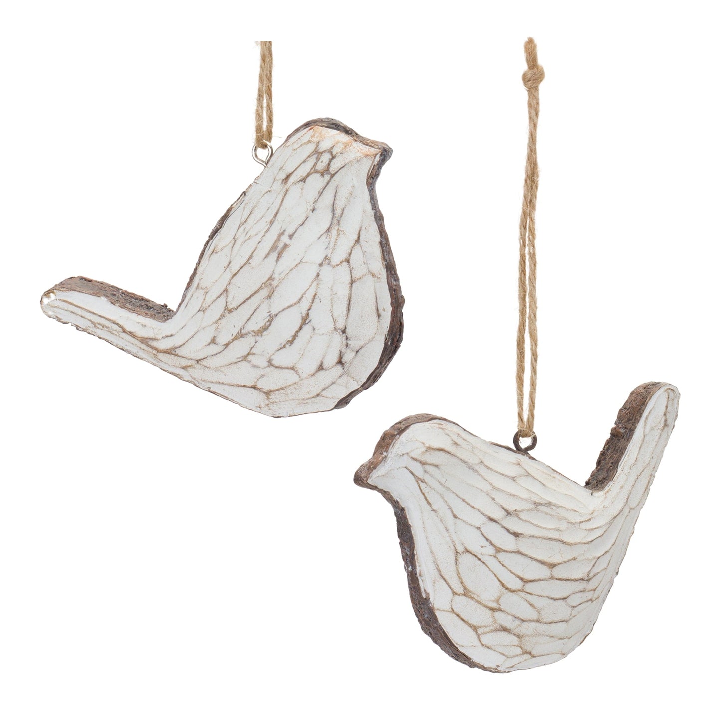 Carved Bird Ornament, Set of 12