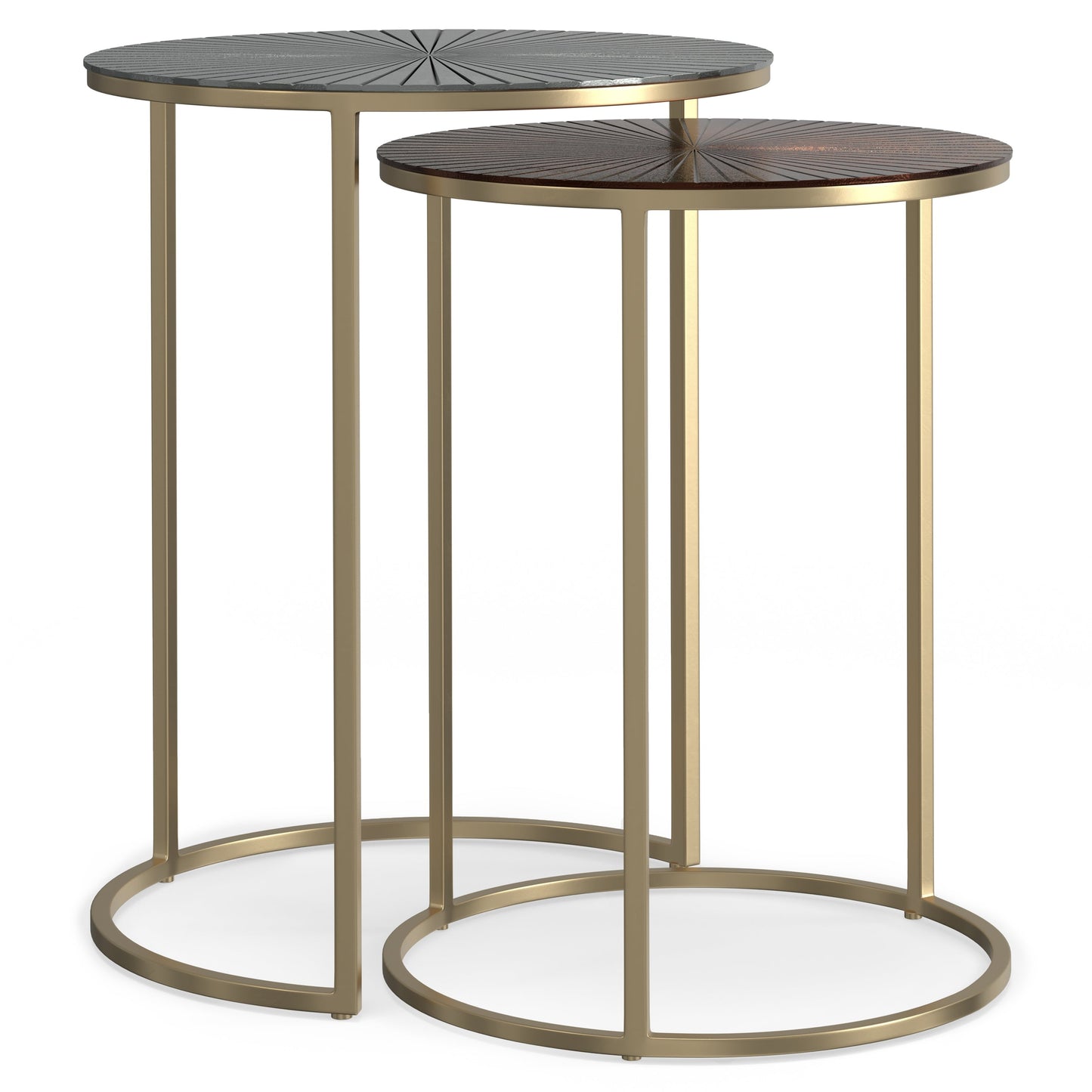 2-Piece Nesting Table Set with Etched Top and Round Base
