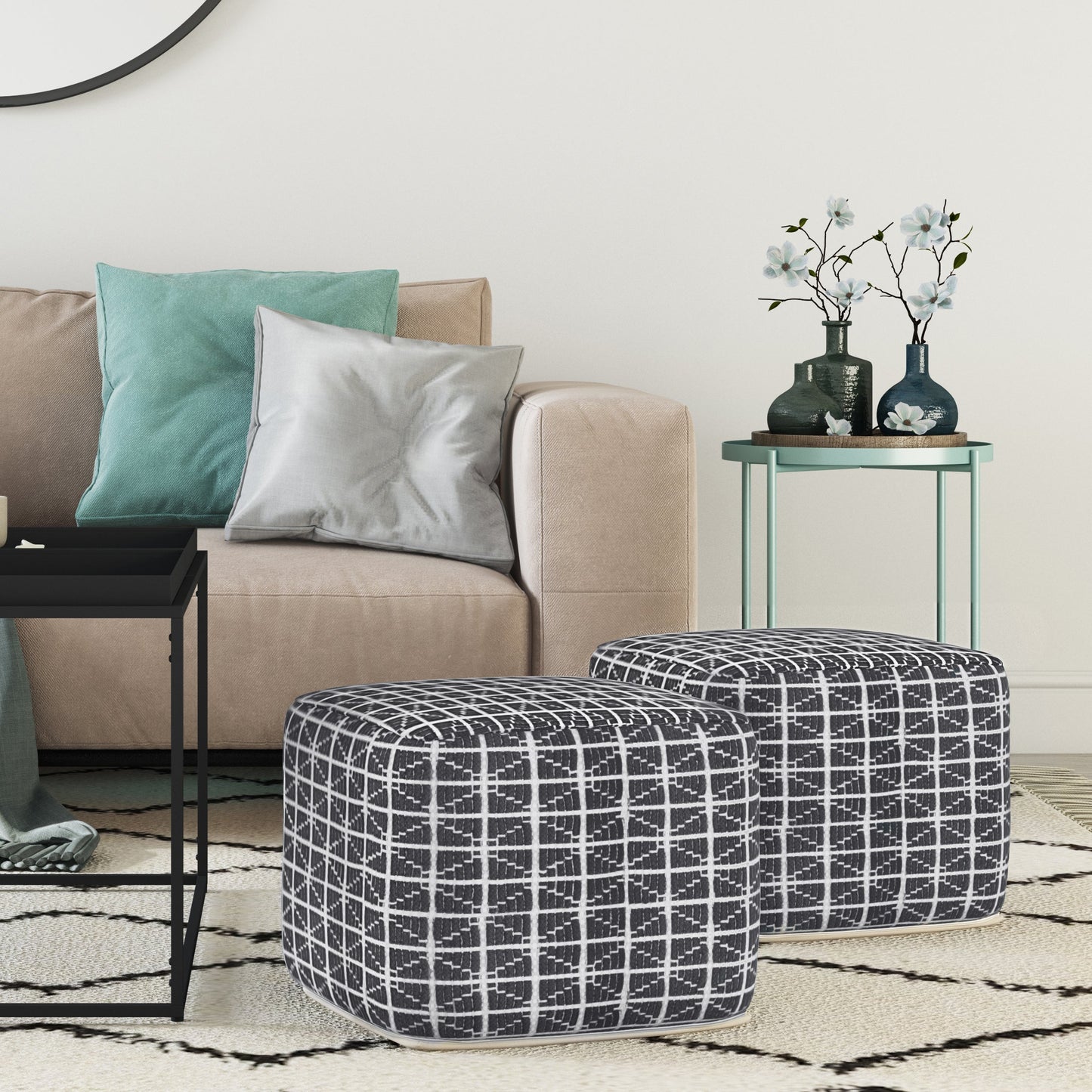 Starlight Handcrafted Cotton Square Pouf