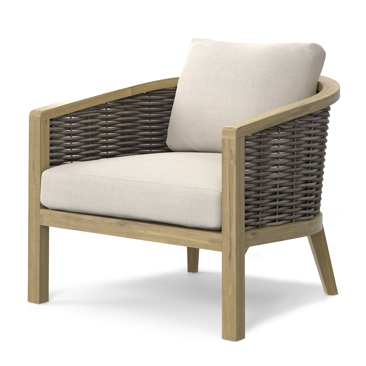 Outdoor Hand-Woven Rattan Conversation Chair with Curved Frame, Set of 2