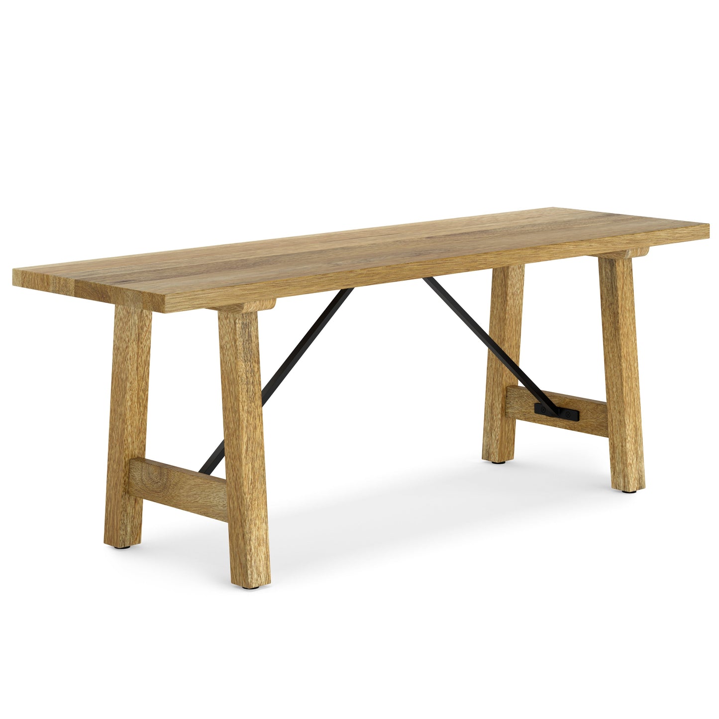 Wooden Bench with Metal Trestle Style Support