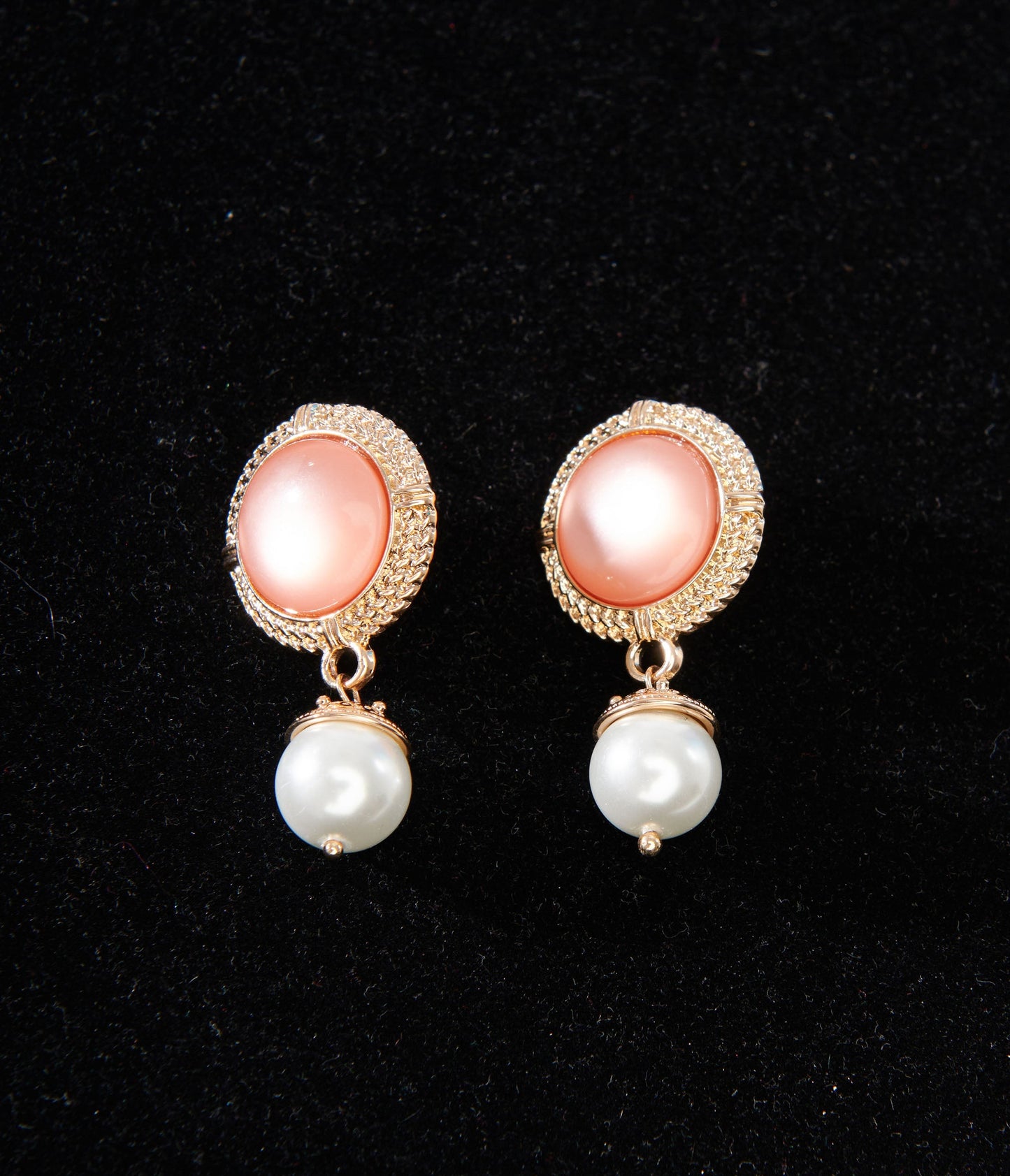 1920s Pink Pearl Art Deco Earrings