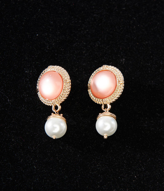1920s Pink Pearl Art Deco Earrings