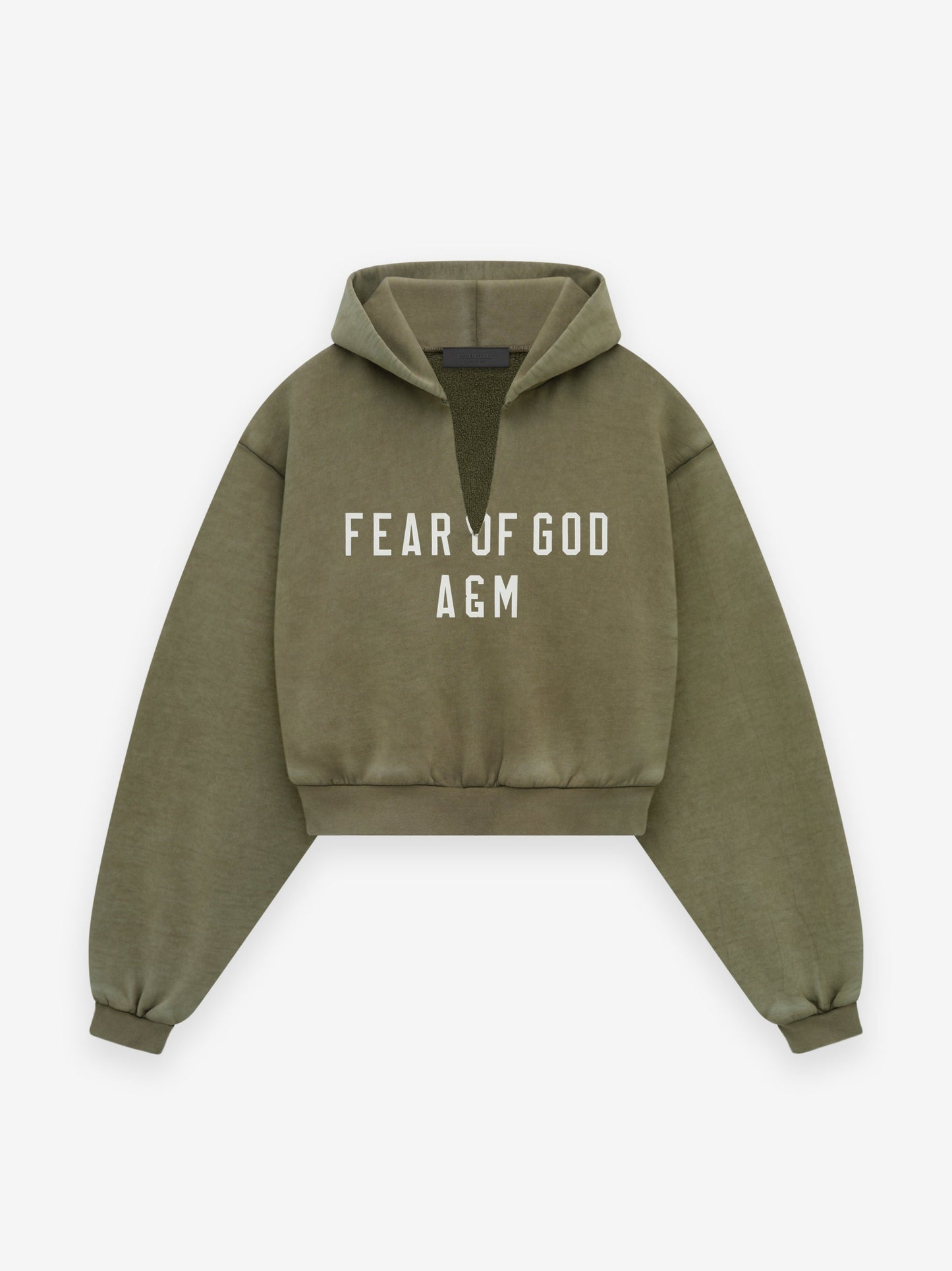 Womens Heavy Fleece Cropped V-Neck Hoodie