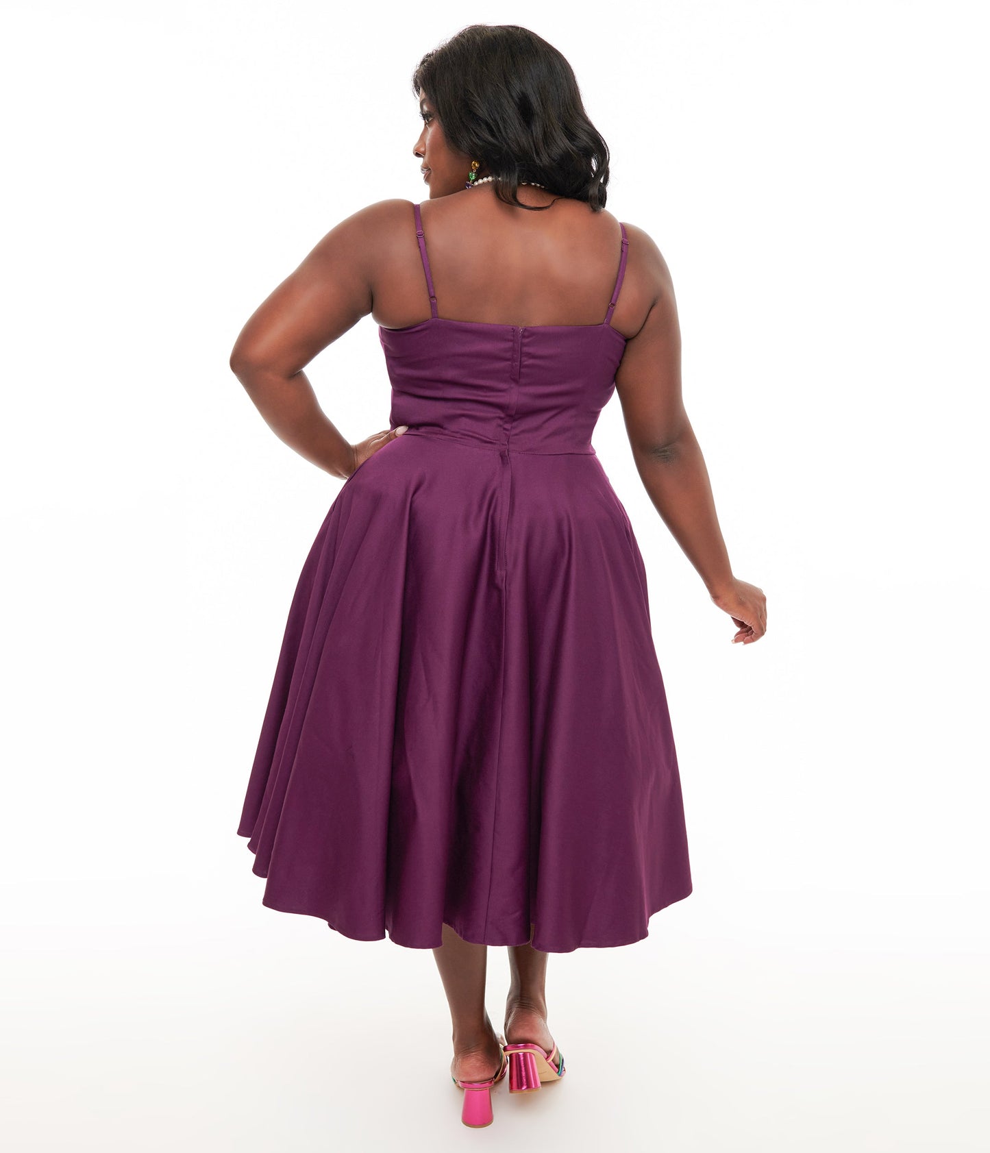 1950s Aubergine Peggy Swing Dress