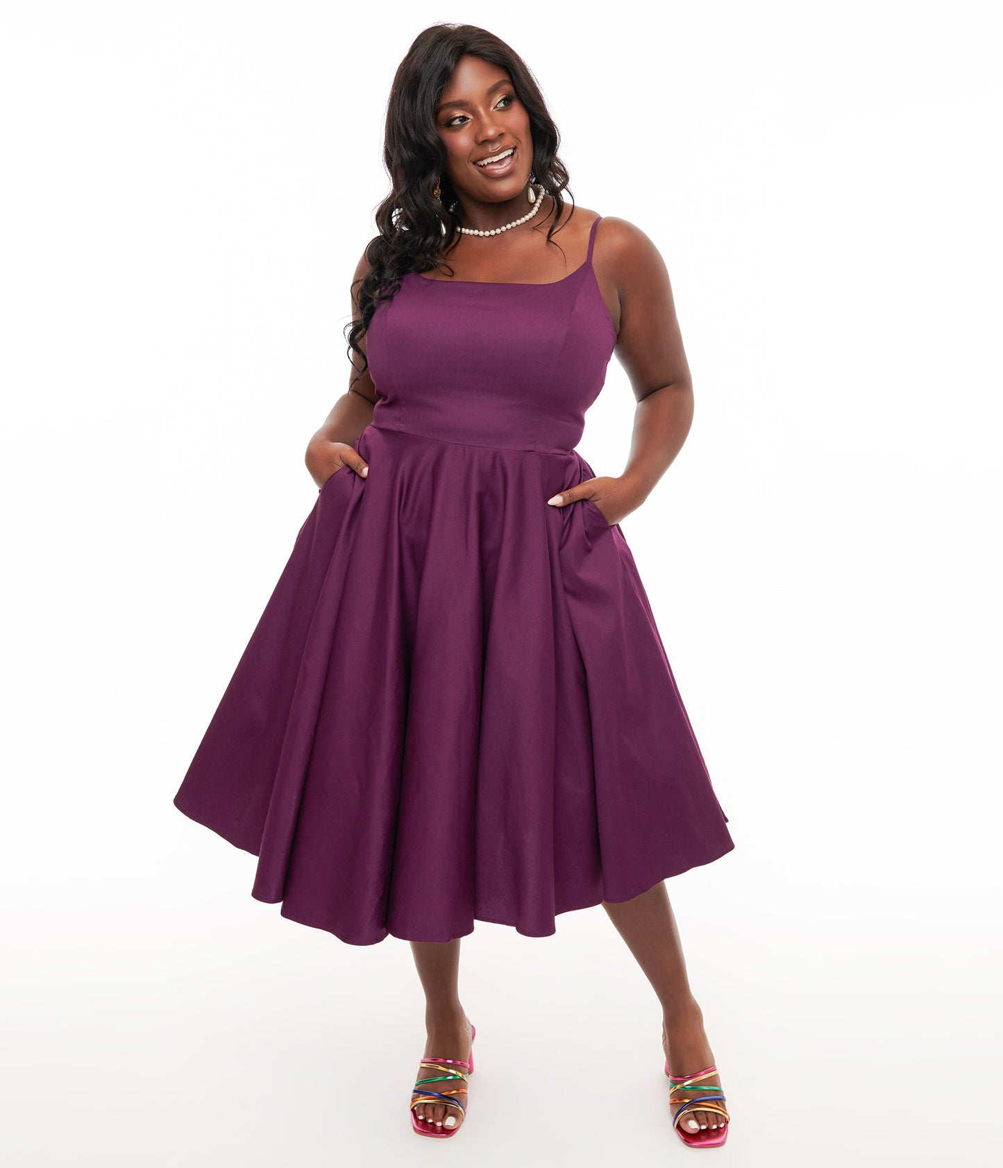 1950s Aubergine Peggy Swing Dress