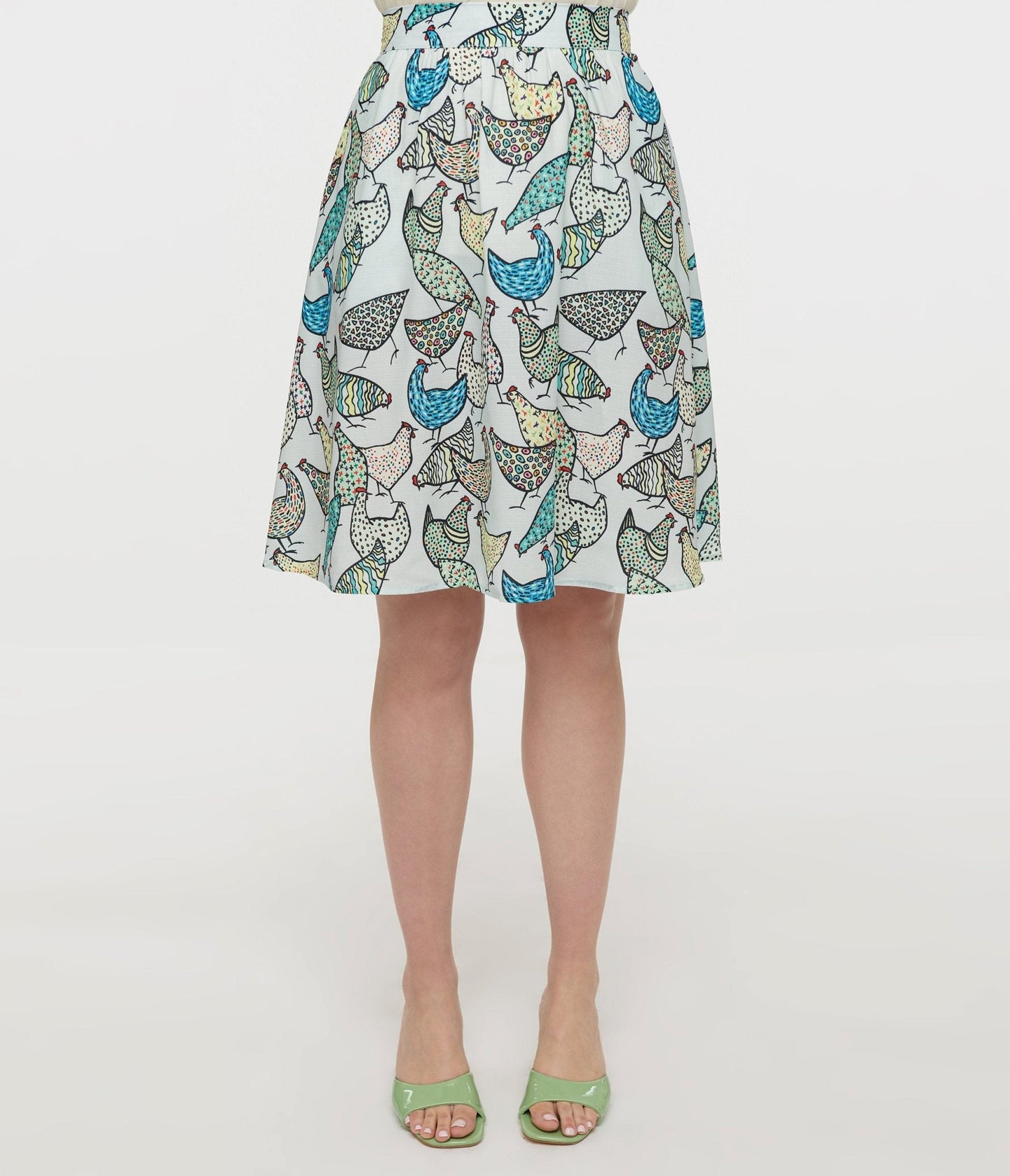 1950s Light Blue Chicken Swing Skirt