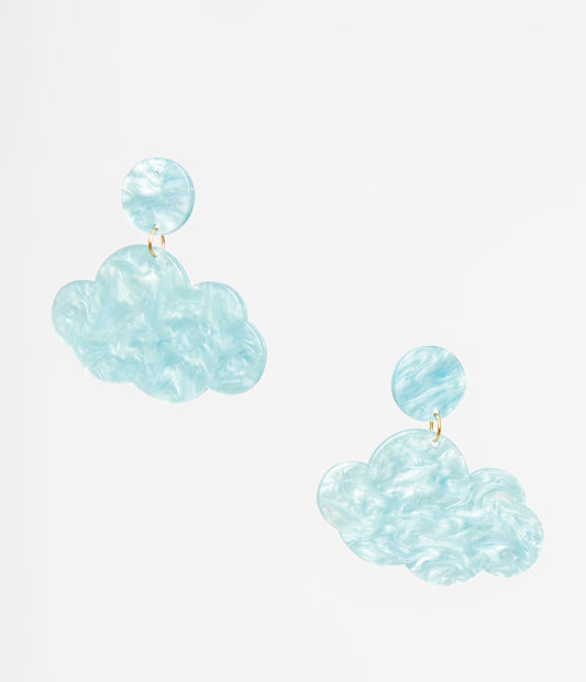 1960s Light Blue Shimmer Cloud Earrings