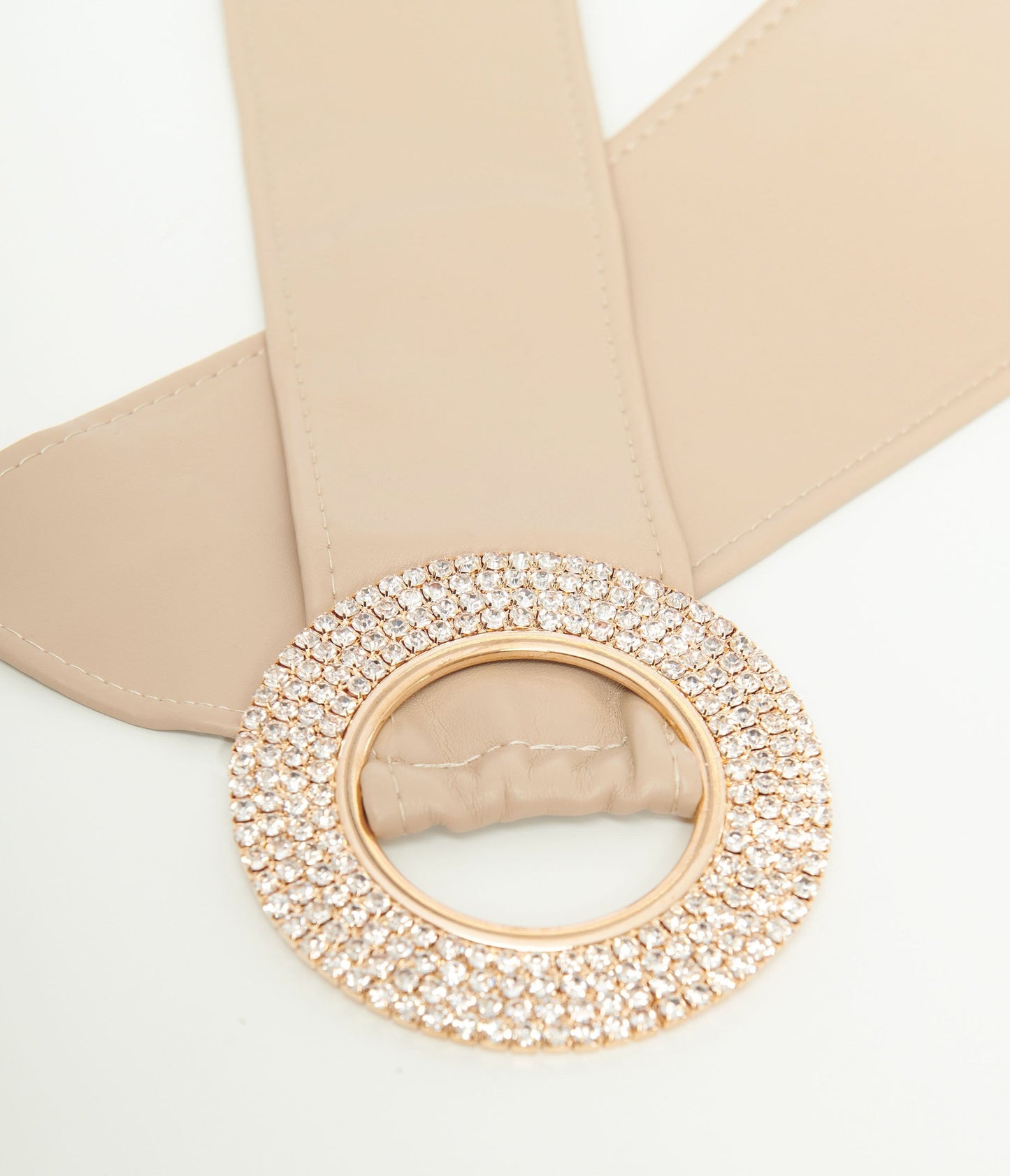 1960s Nude & Silver Rhinestone Buckle Belt