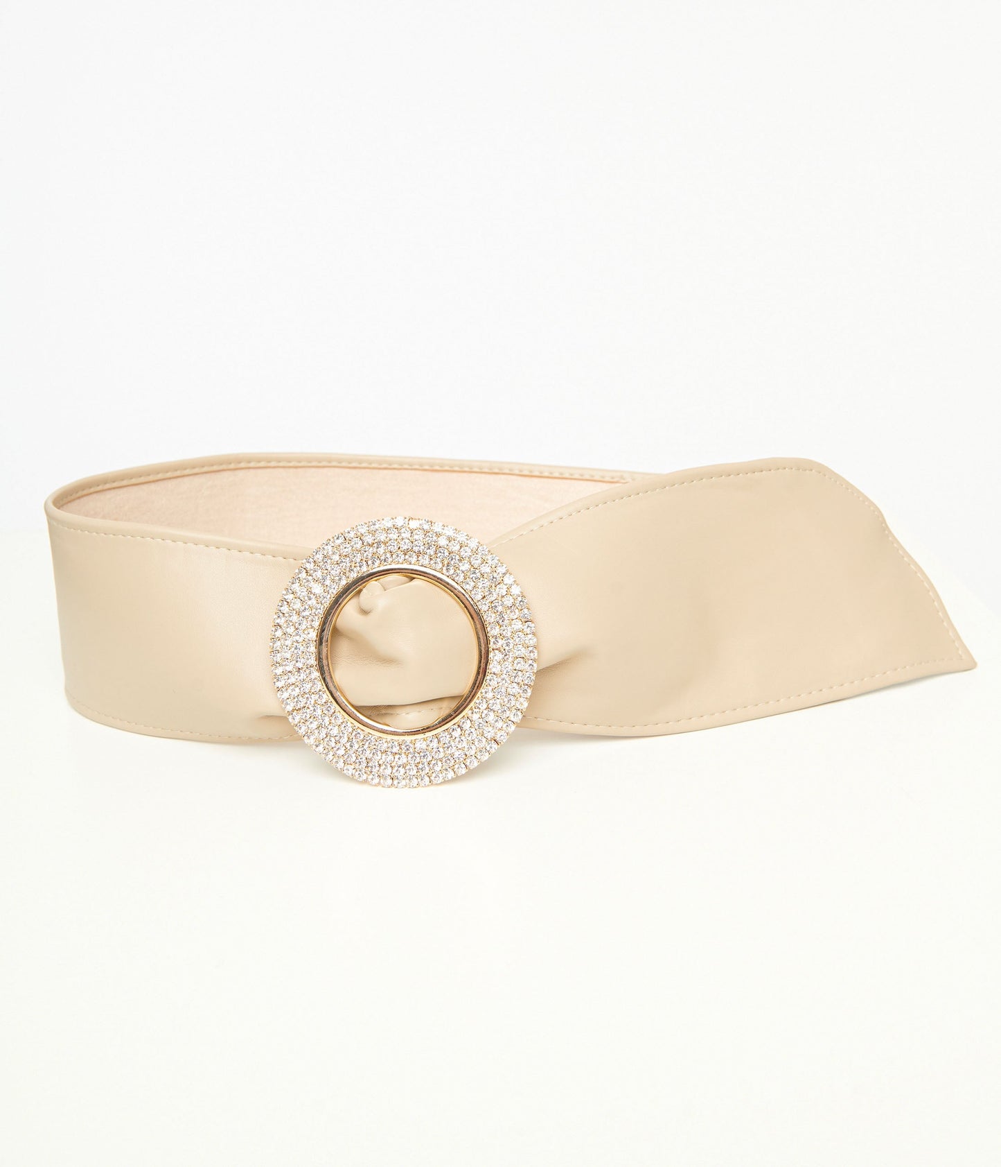 1960s Nude & Silver Rhinestone Buckle Belt