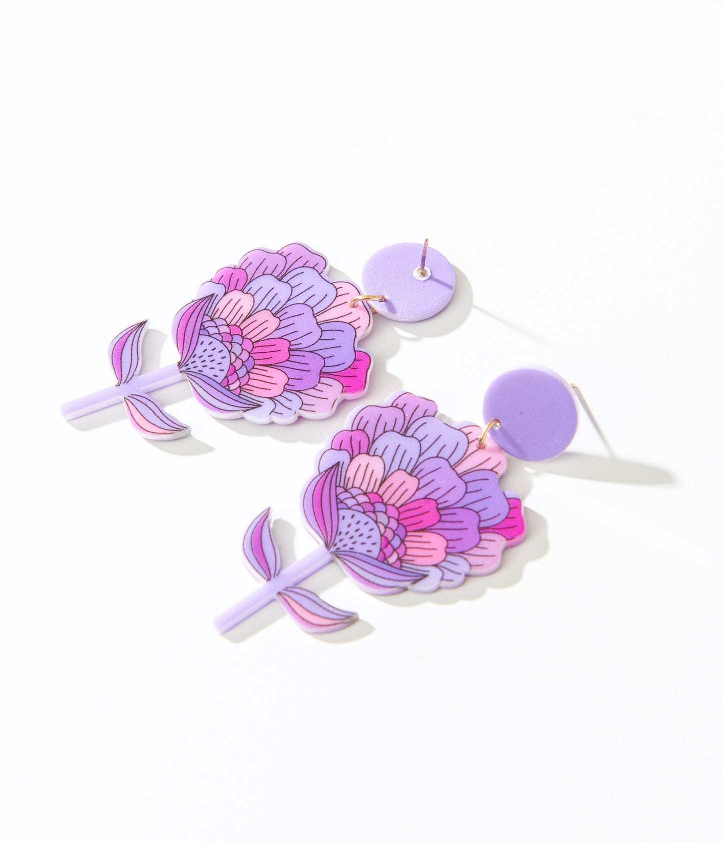 1970s Purple Flower Bloom Earrings