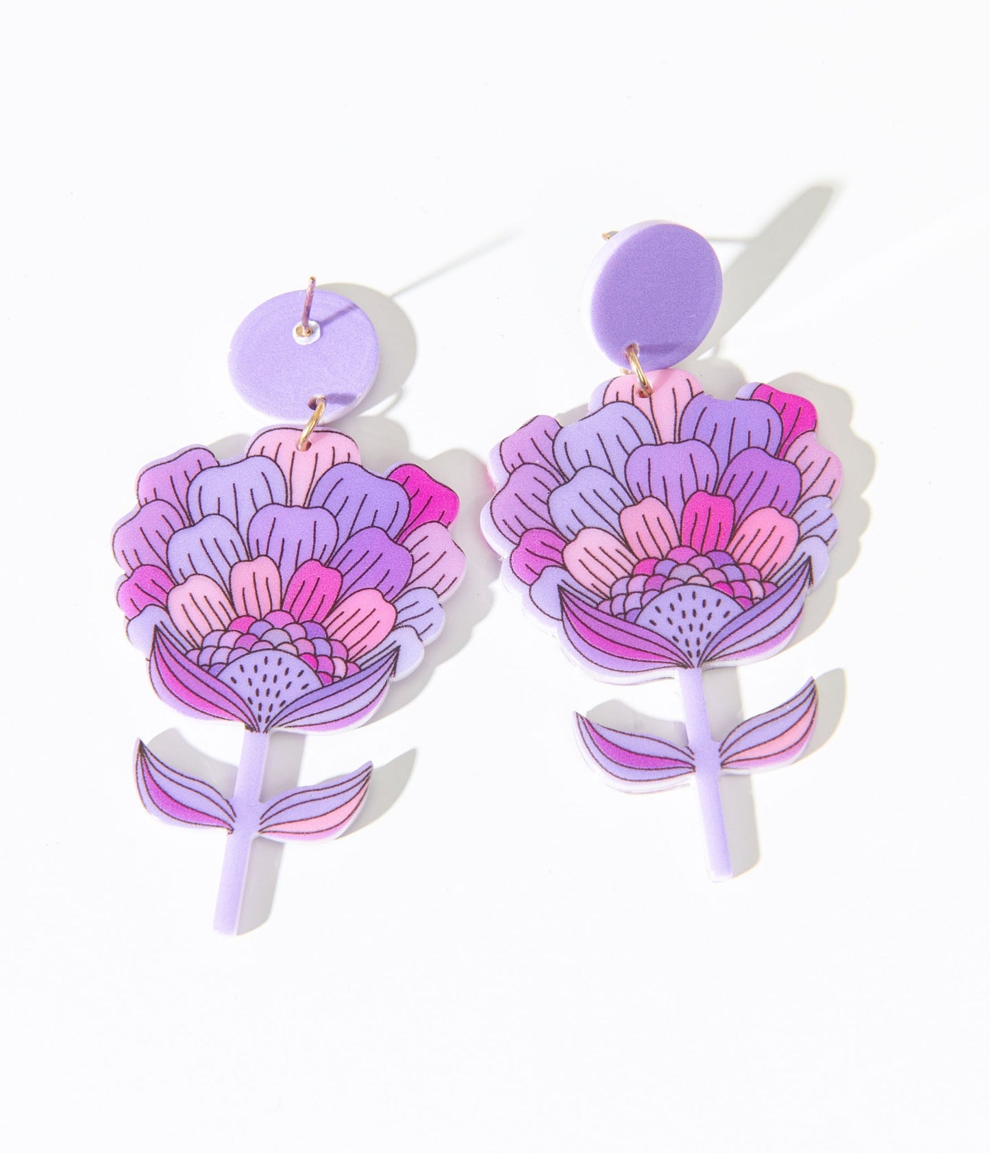 1970s Purple Flower Bloom Earrings