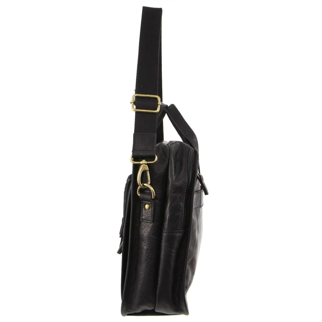 Pierre Cardin Rustic Leather 15" Laptop Bag (Black)